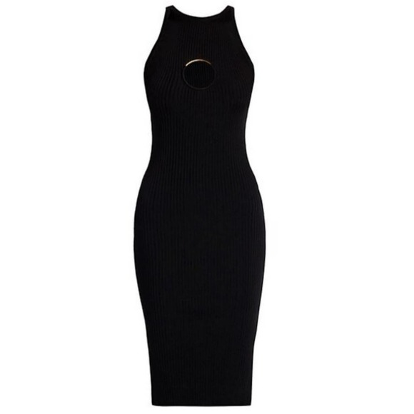 Versace Dresses & Skirts - Versace Sleeveless O'Ring Ribbed KnitMidi Dress in Black, Size 48/14 NWT